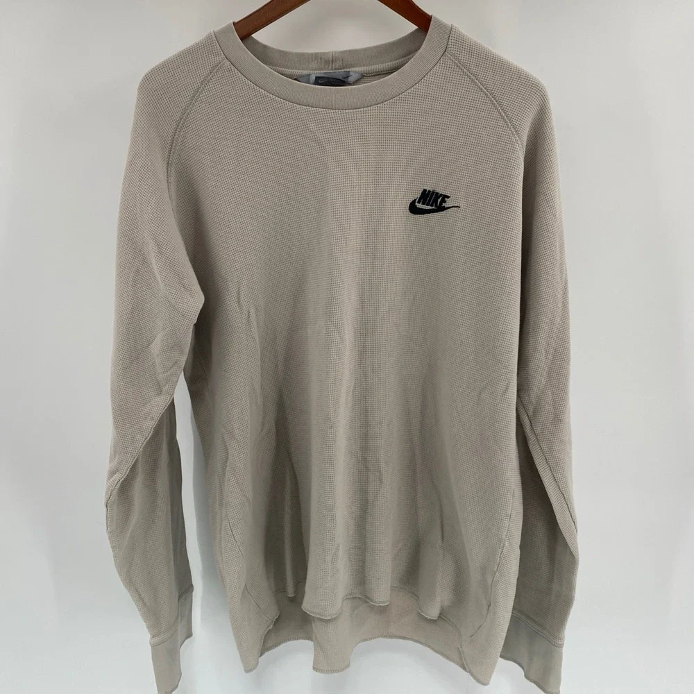 Nike Waffle Knit Thermal Shirt Mens XXL Tan Beige Gorpcore Layering Streetwear